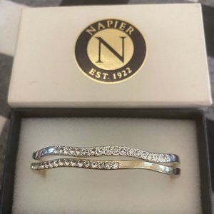 Napier Gold Tone Silver Tone Crystal bangle bracelets - set of two - NEW IN BOX!